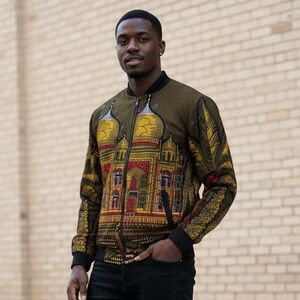 Men's Black and Gold Bomber Jacket